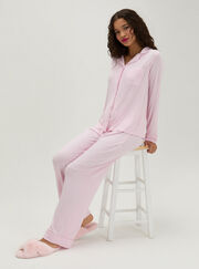 Ribbed modal long pyjama set